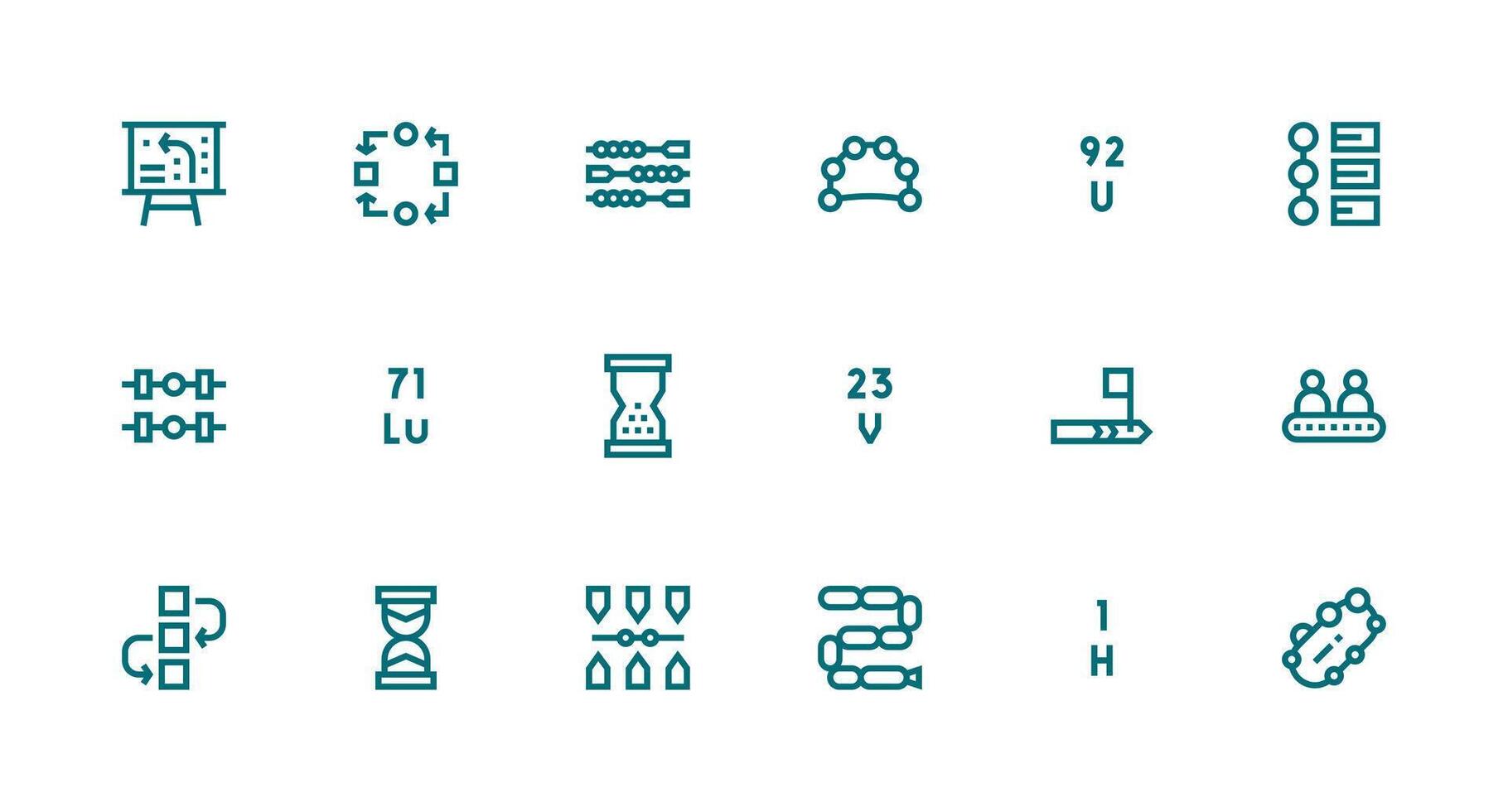 Sequence featuring 18 Icons in Strong Stroke Line Design Multi-Purpose Icon Pack for Templates vector
