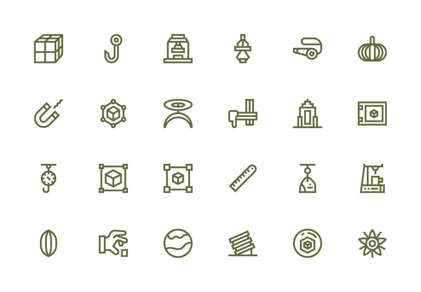 Thick Line Line Icons from Object Set with 24 Vectors Customizable Icon Series for Mobile Screens