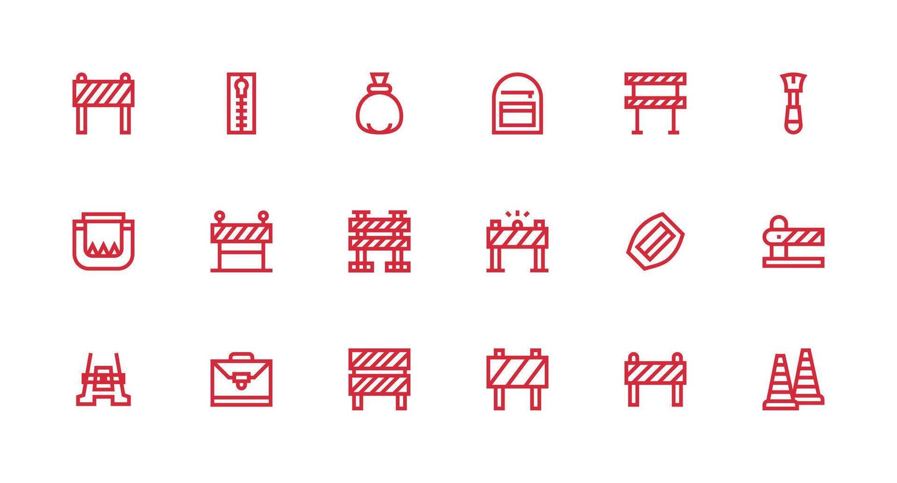 Closure Set with 18 Strong Stroke Line Icons Quick Access Icons for UI Development vector