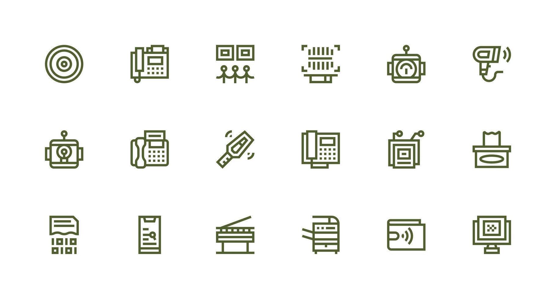 Scanning featuring 18 Icons in Strong Stroke Line Design Fully Editable Icon Set for Web vector