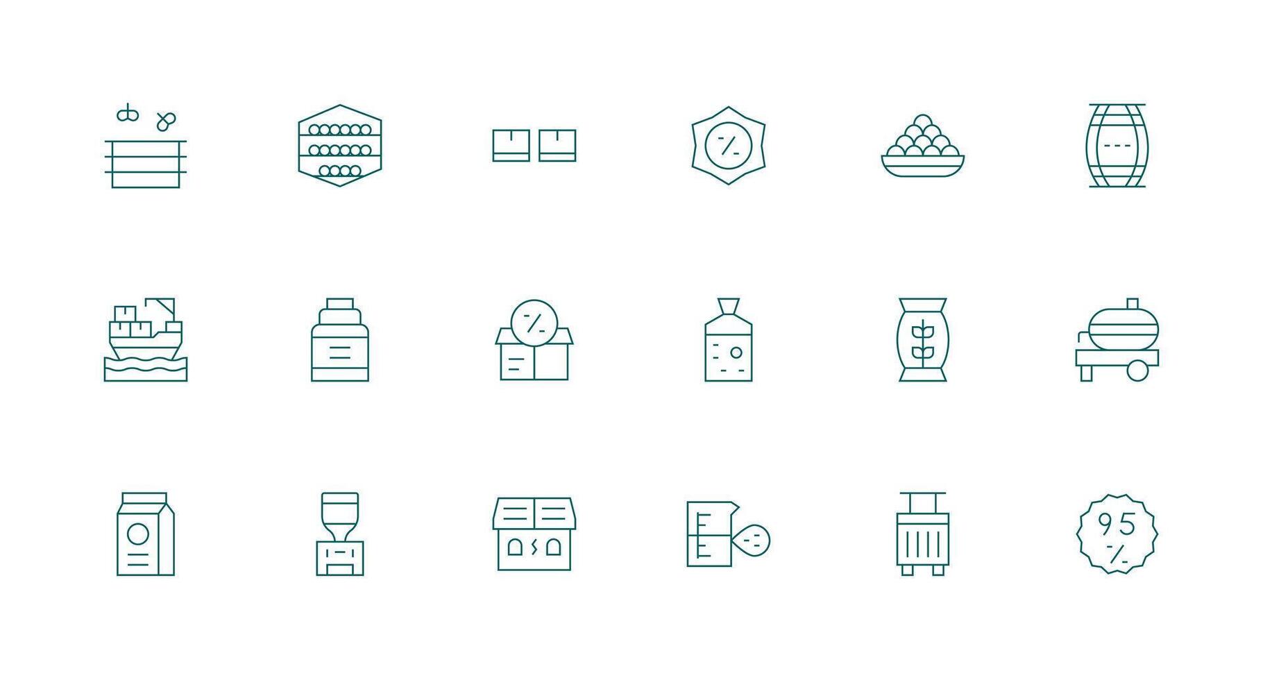 Bulk Icon Set with 18 Minimal Line Graphics Printable Icon Collection vector