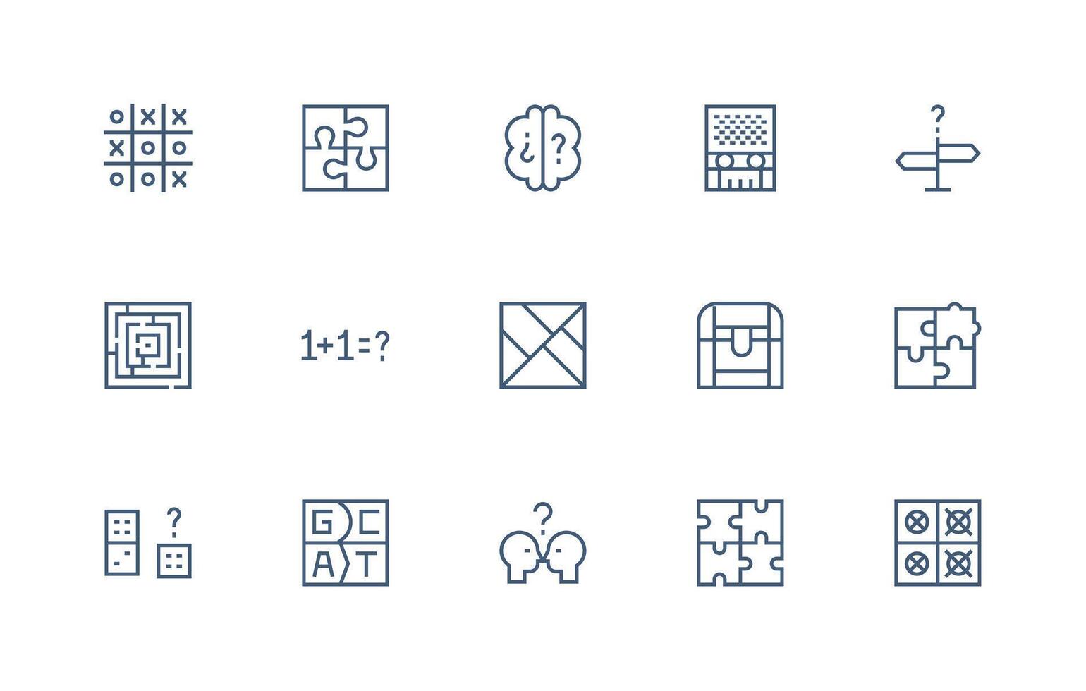 15 Icons for Puzzle in Regular Line Format Sharp Icons for Presentations vector