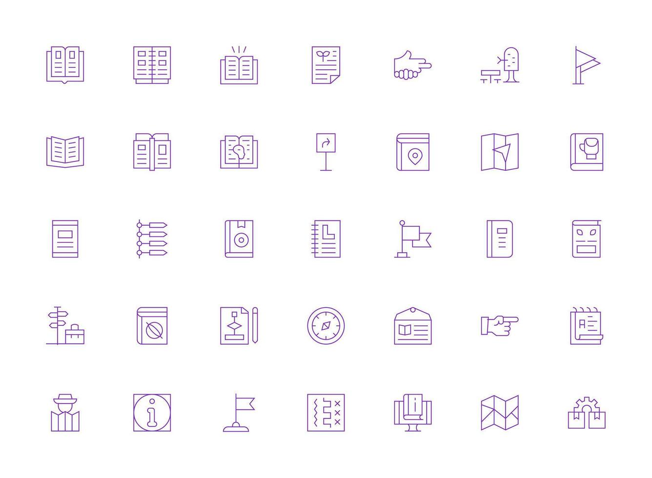 Guide Icon Set with 35 Light Line Graphics Scalable Icons for Cross-Platform Interfaces vector