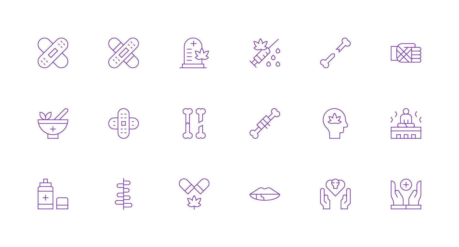 18 Icons for Healing in Minimal Line Format Icon Set for Projects vector