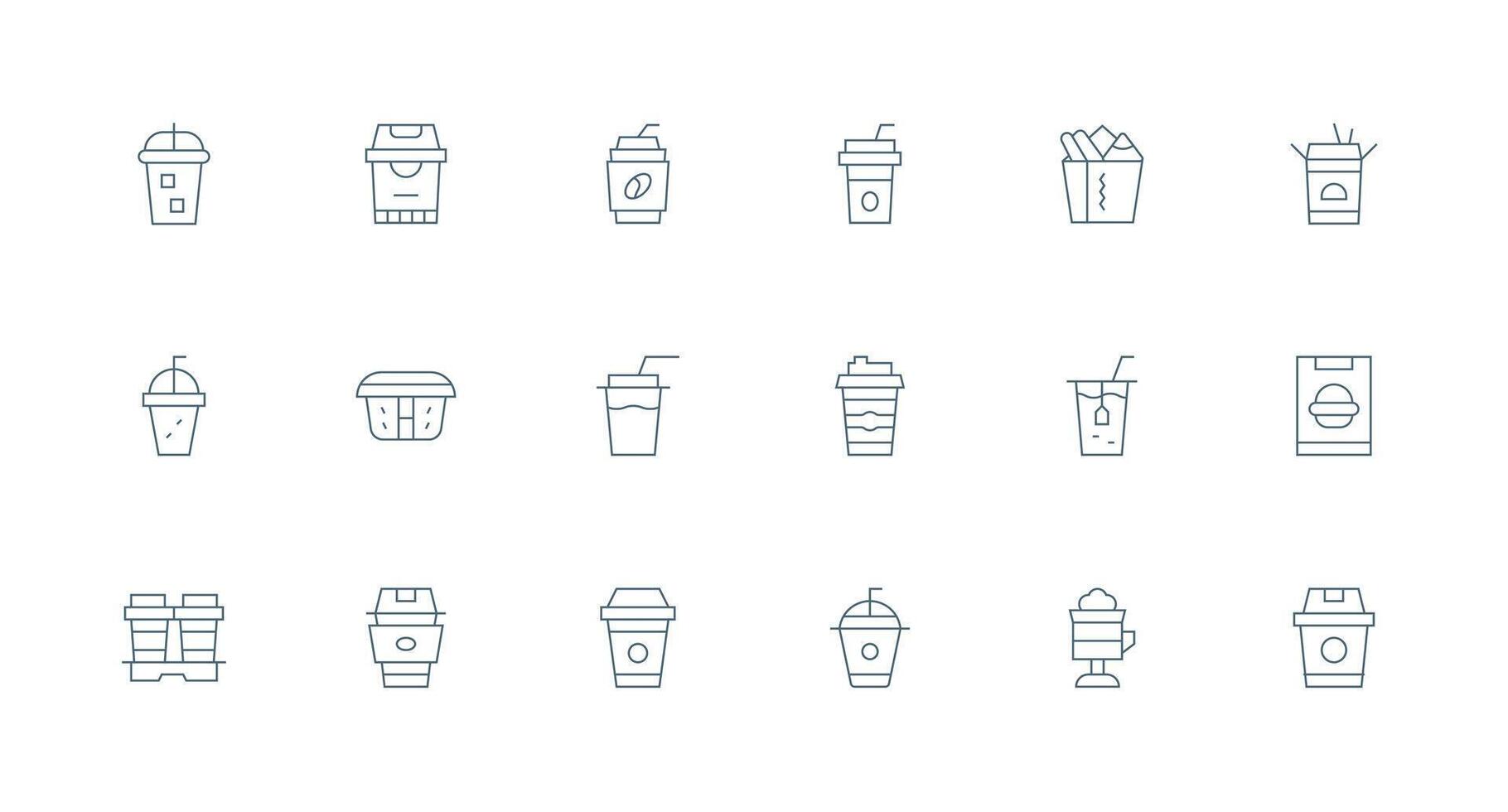Minimal Line Icons from To Go Set with 18 Vectors Functional Icon Series