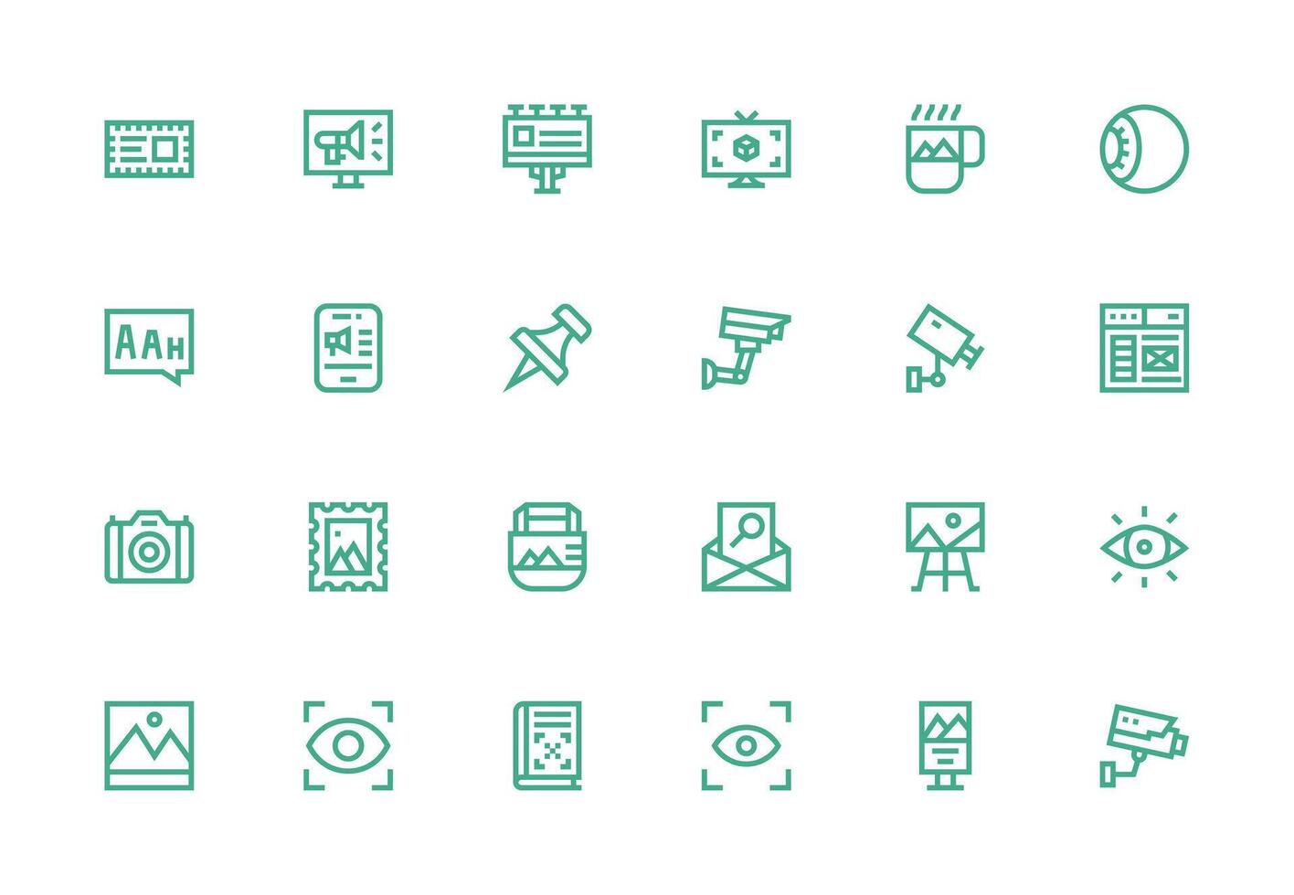Visual Design Icons featuring 24 in Thick Line Line Style Balanced Icon Set for Functional Design vector