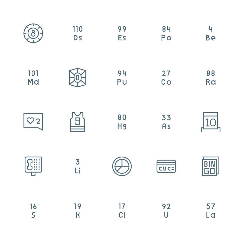 Medium Stroke Outline Icons from Number Set with 25 Vectors Icon Set for Apps