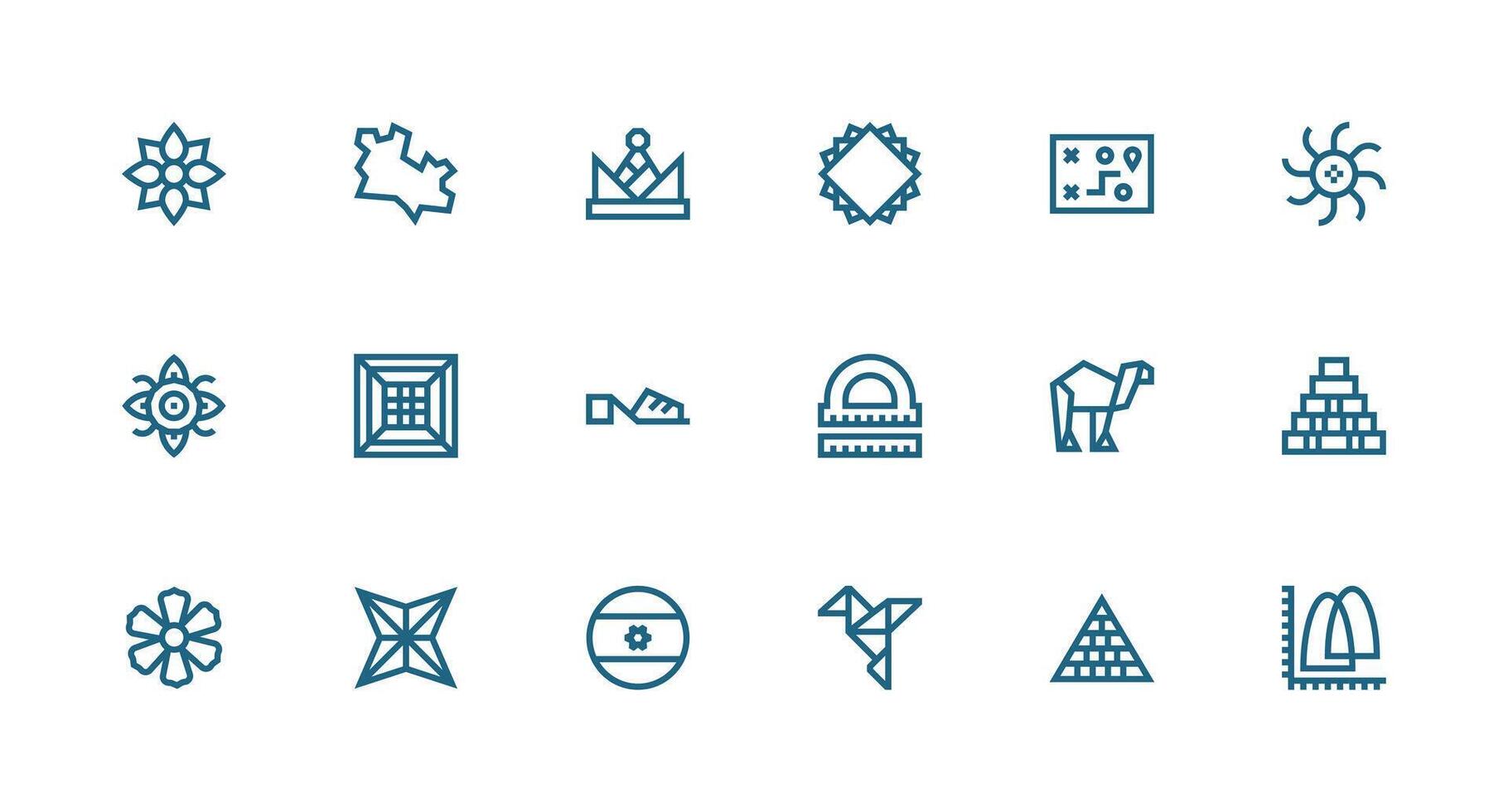Strong Stroke Line Icons from Geometric Set with 18 Vectors Scalable Icons for Cross-Platform Interfaces
