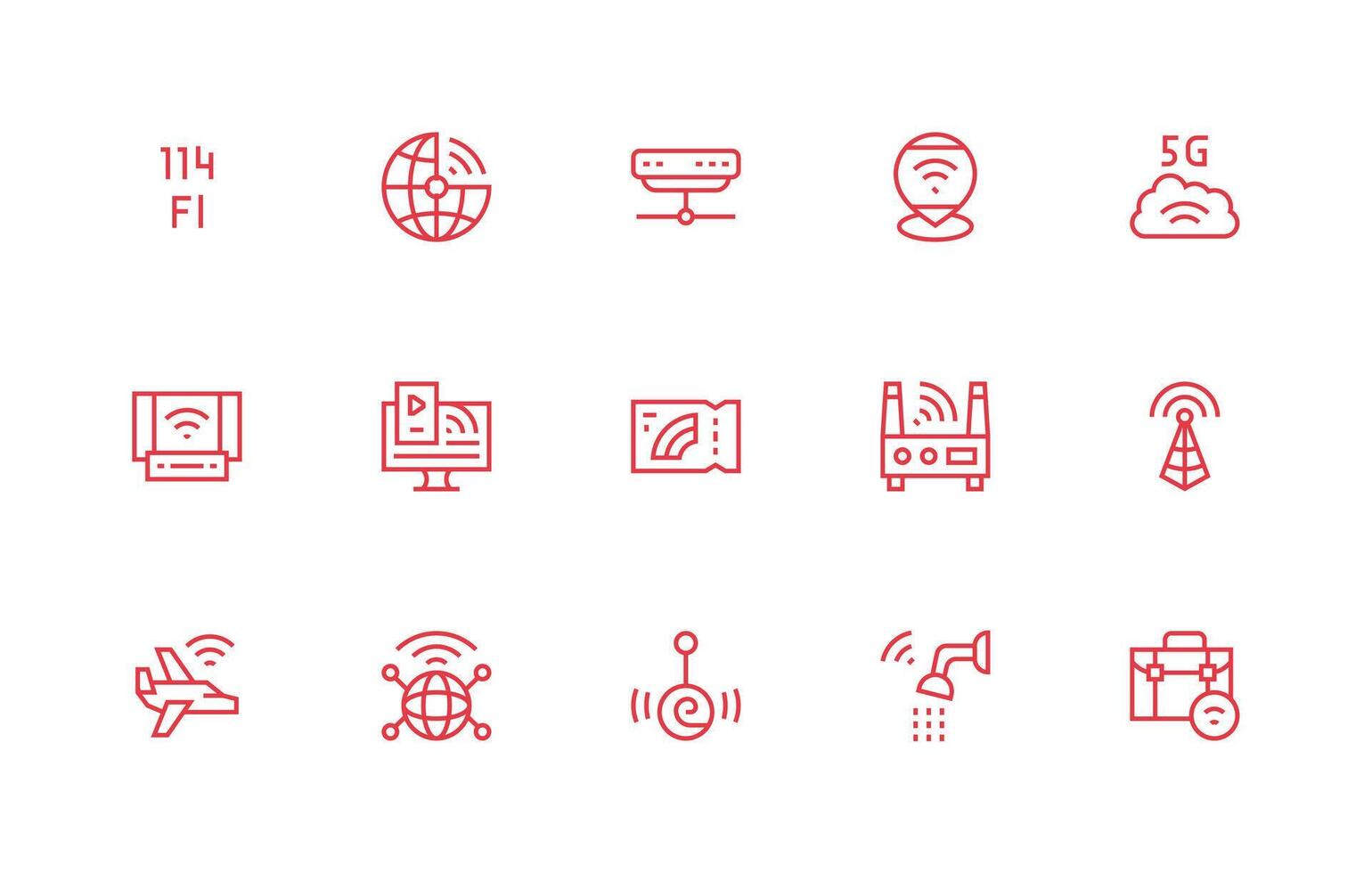 15 regular línea diseños para Wifi íconos web y aplicación icono paquete colección vector
