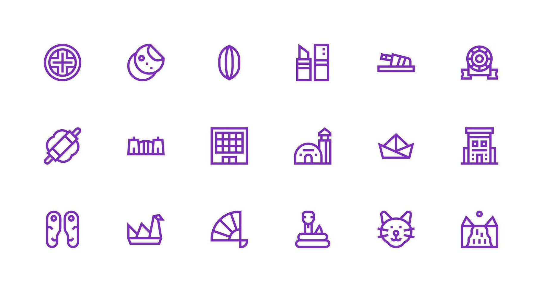 Flat Set with 18 Strong Stroke Line Icons Scalable Icons for Cross-Platform Interfaces vector
