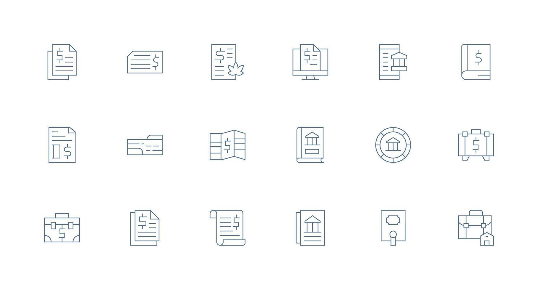 Ledger Design Icons featuring 18 in Minimal Line Style Professional Icon Pack for Development Work vector