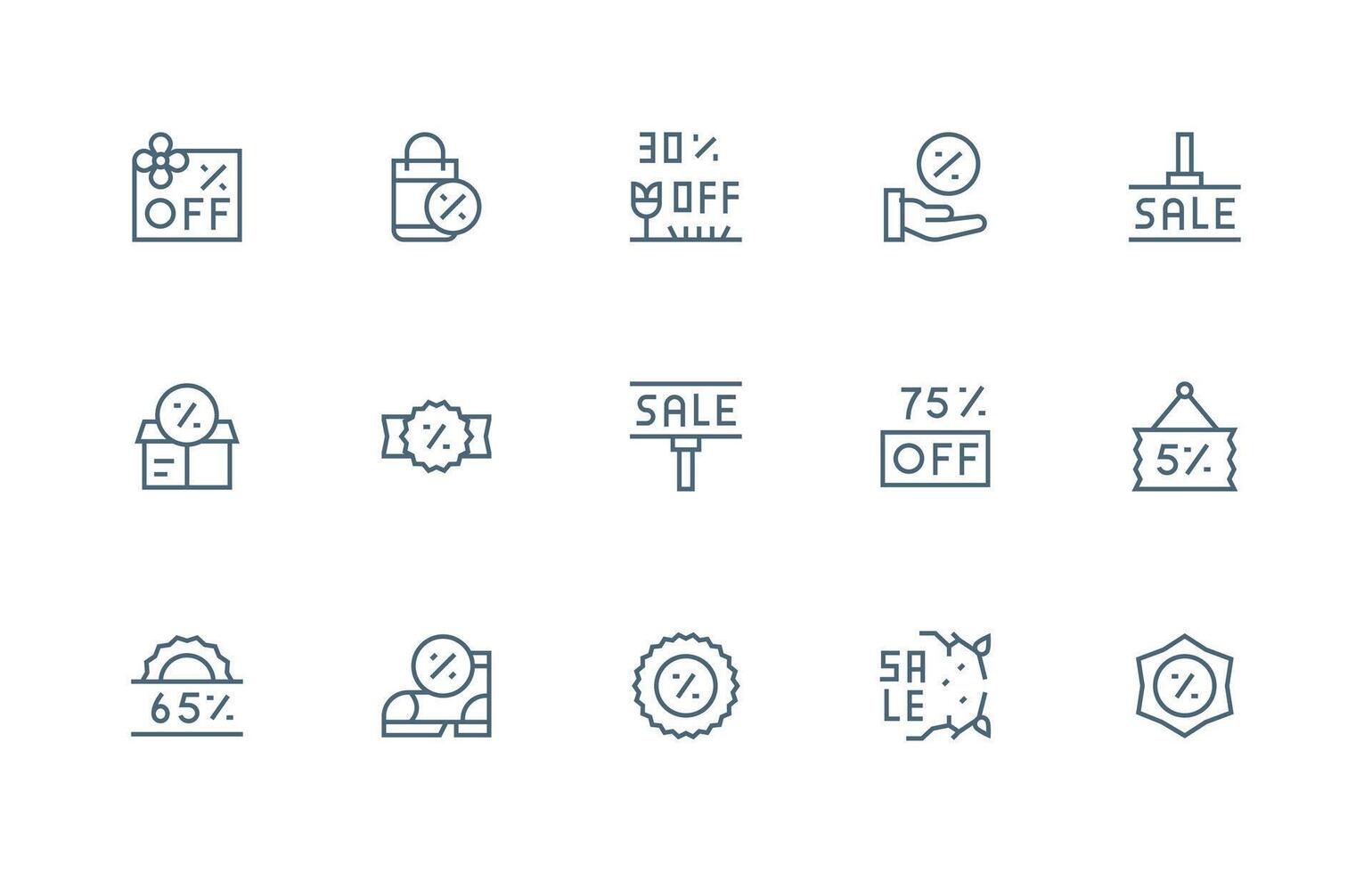 15 Regular Line Style Icons from Price Reduction Collection Digital Icon Collection vector