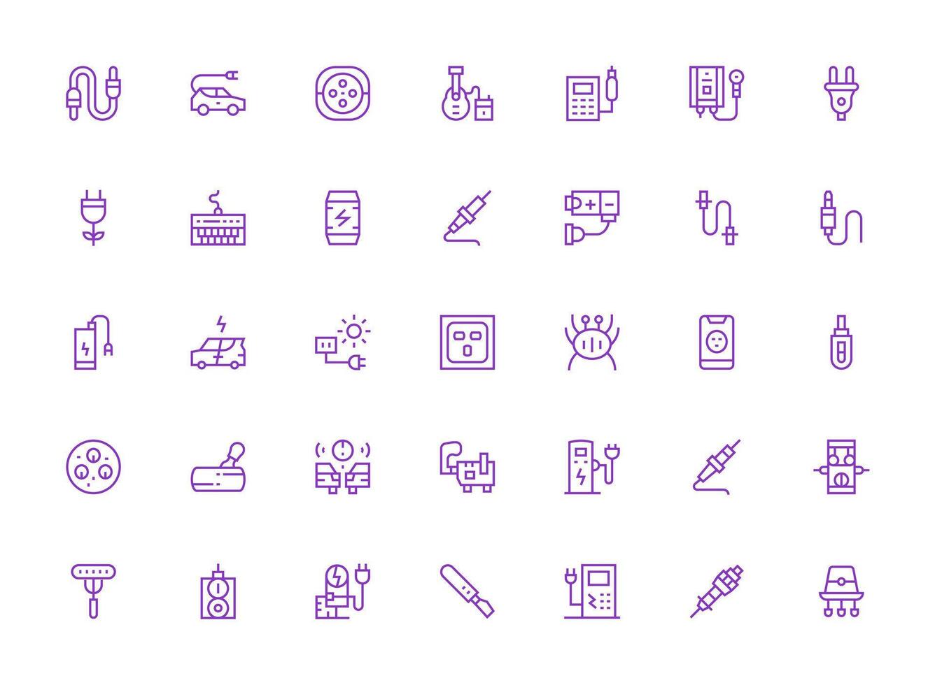 35 Regular Clean Line Style Icons from Plug Collection Clean Set for Layout Prototypes vector