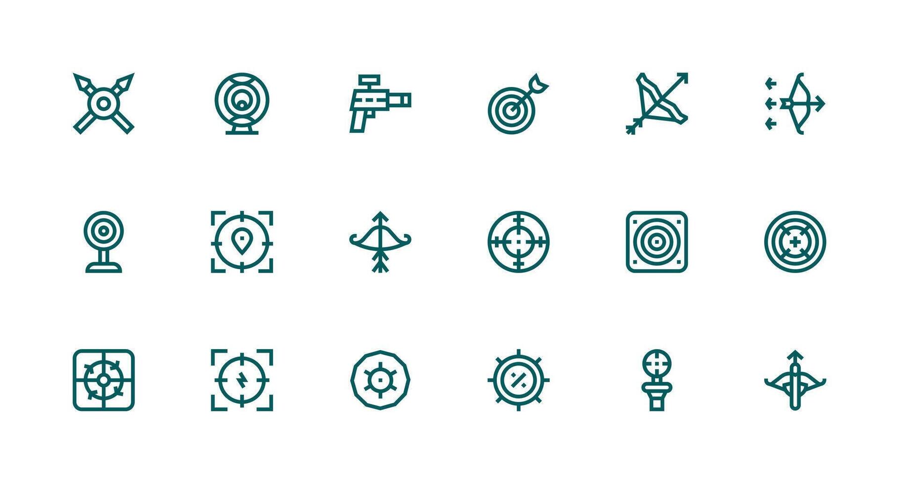 Aiming Set with 18 Strong Stroke Line Icons Optimized Icon Pack for Digital Products vector