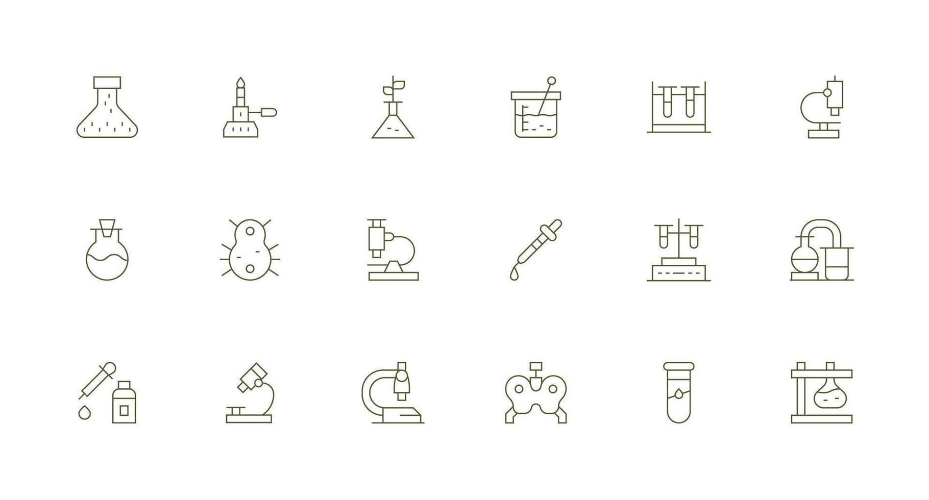Minimal Line Style Lab Equipment Icons with 18 Vectors Essential Icons for Rapid UI Building