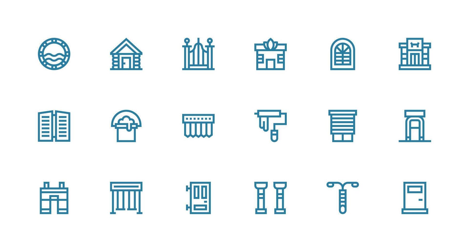 Strong Stroke Line Style Exterior Icons with 18 Vectors Minimal Icon Set for Interface Projects