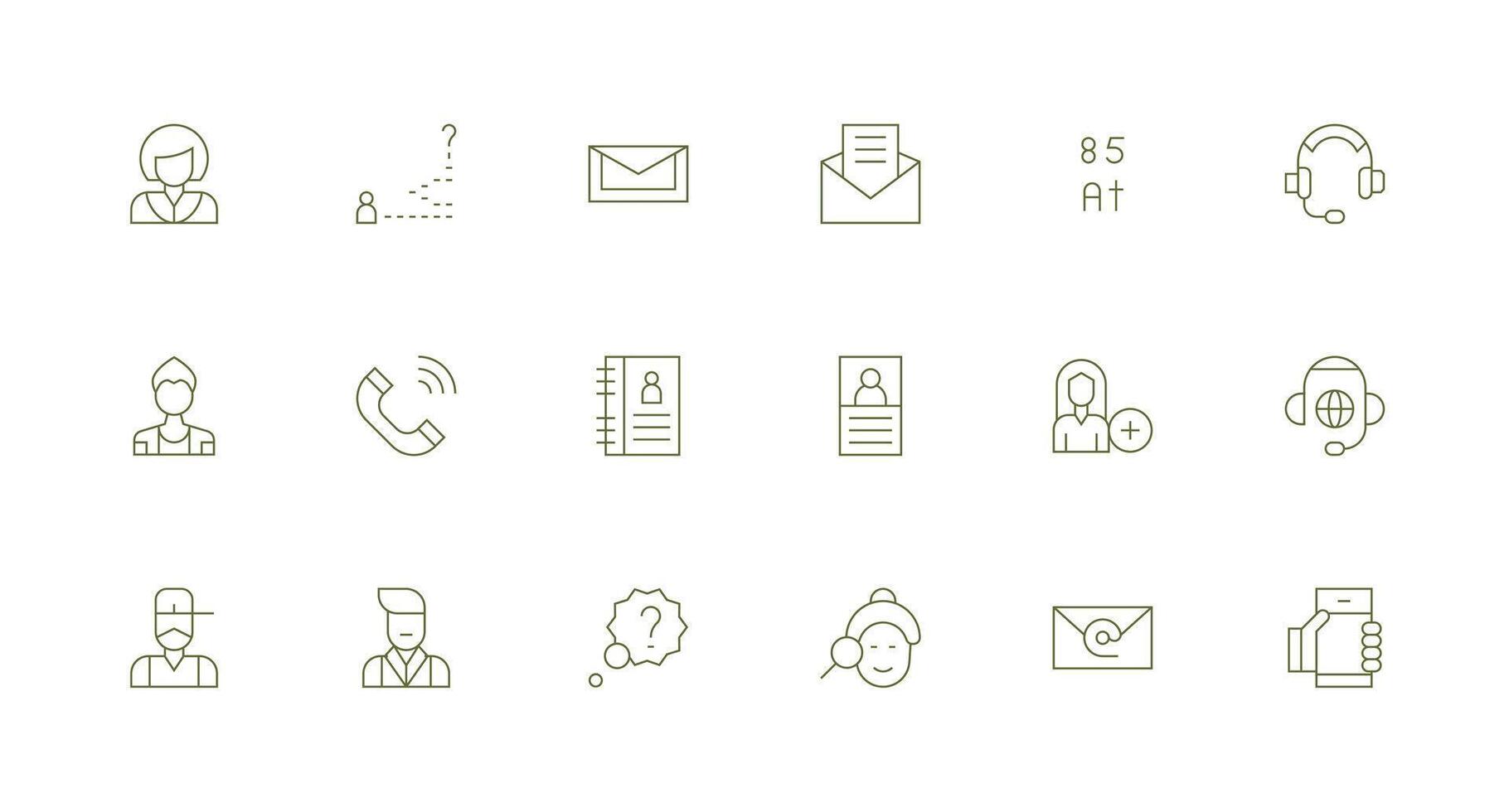 18 Icons for Contact in Minimal Line Format Fully Editable Icon Set for Web vector