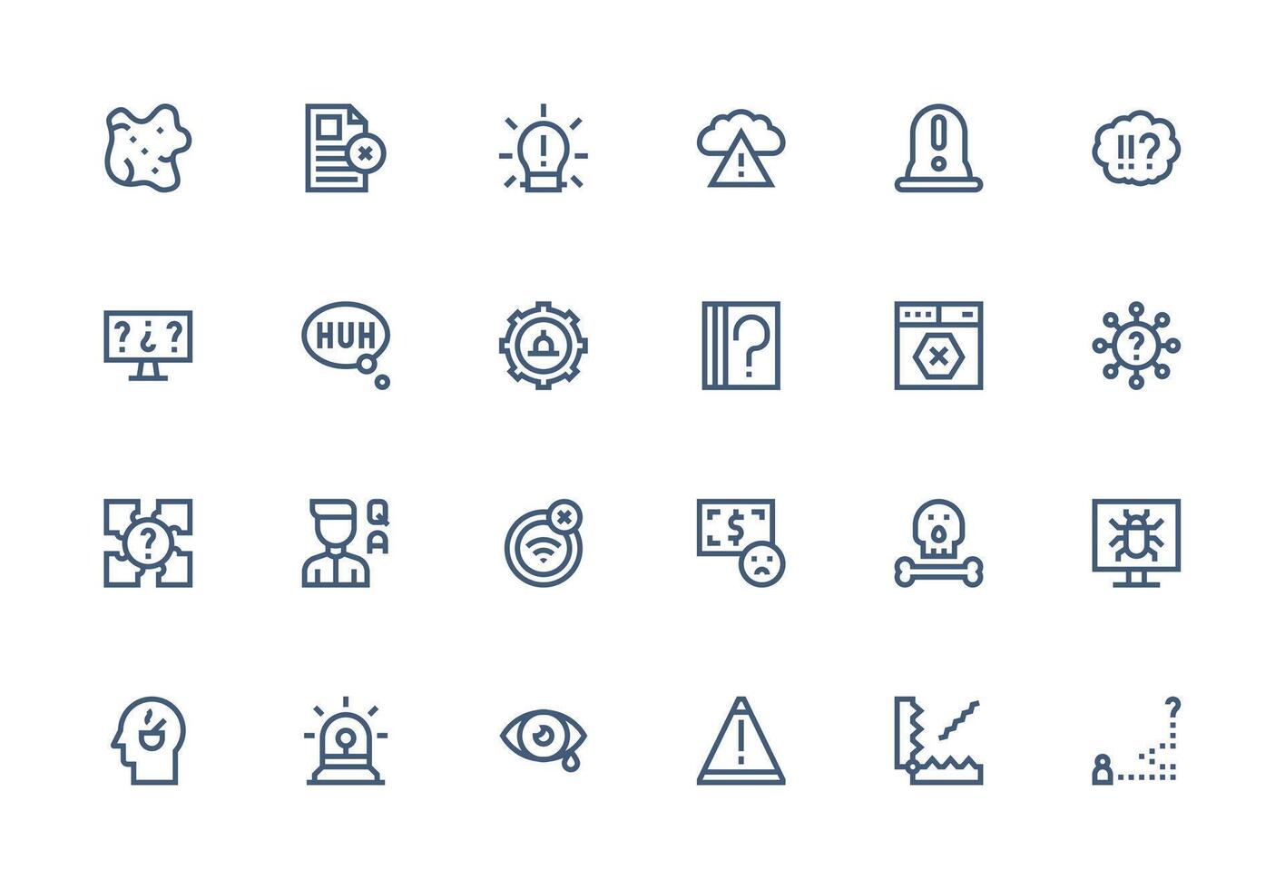 Problem Icon Set with 24 Thick Line Line Graphics Theme-Based Icon Pack vector
