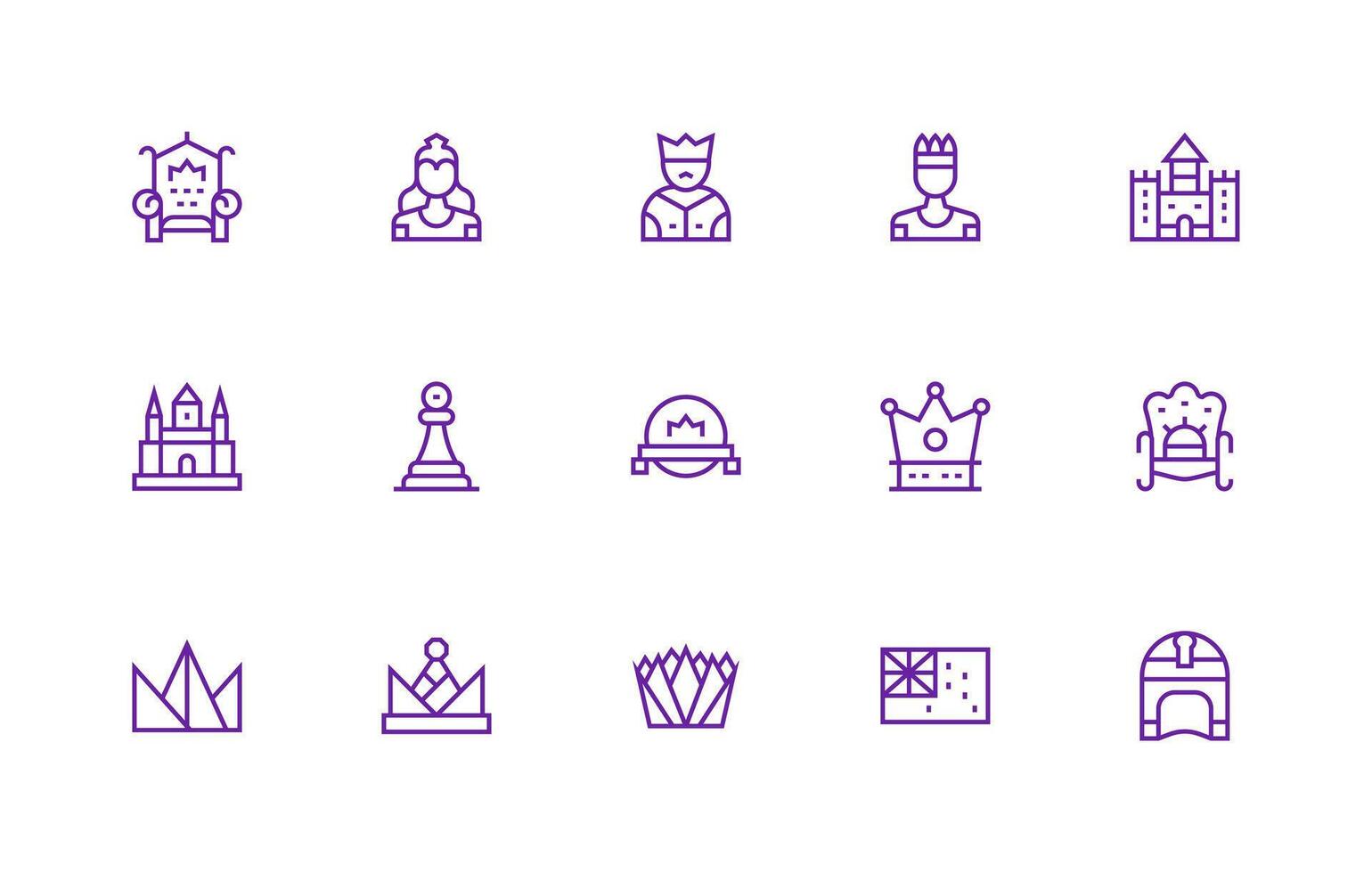 15 Icons for Royal in Regular Line Format Essential Icon Set for Teams vector