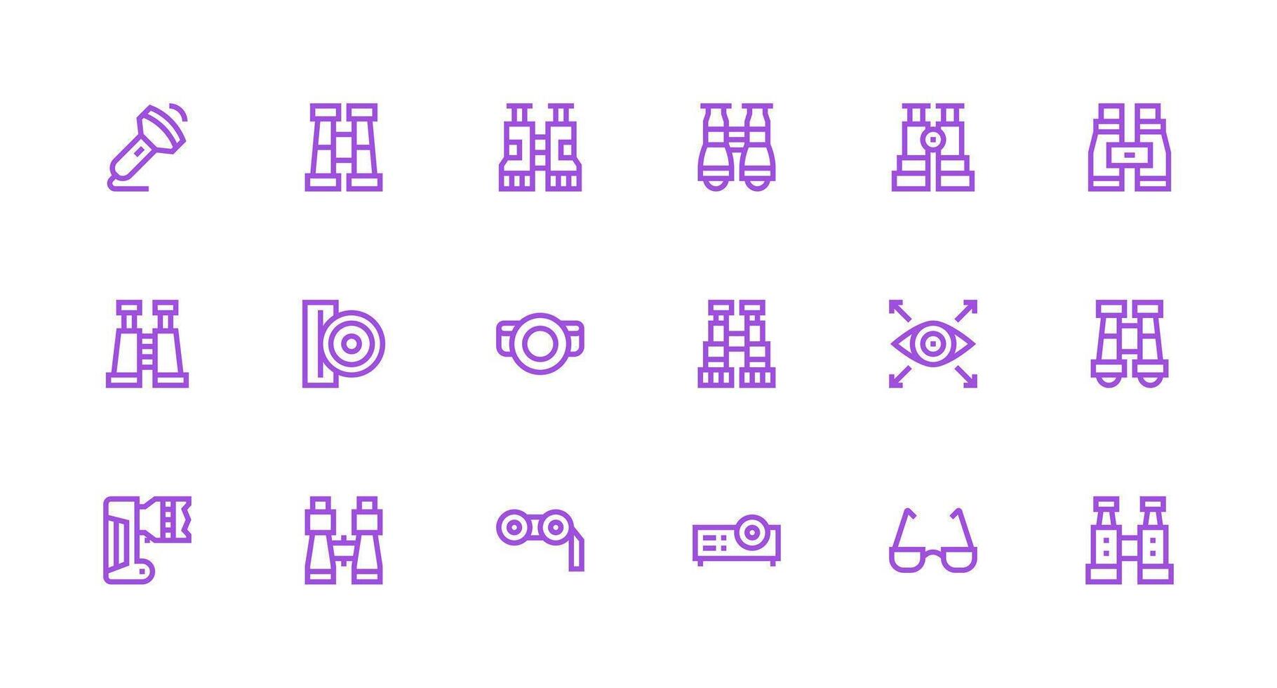 Strong Stroke Line Style Optical Icons with 18 Vectors Scalable Icons for All Themes