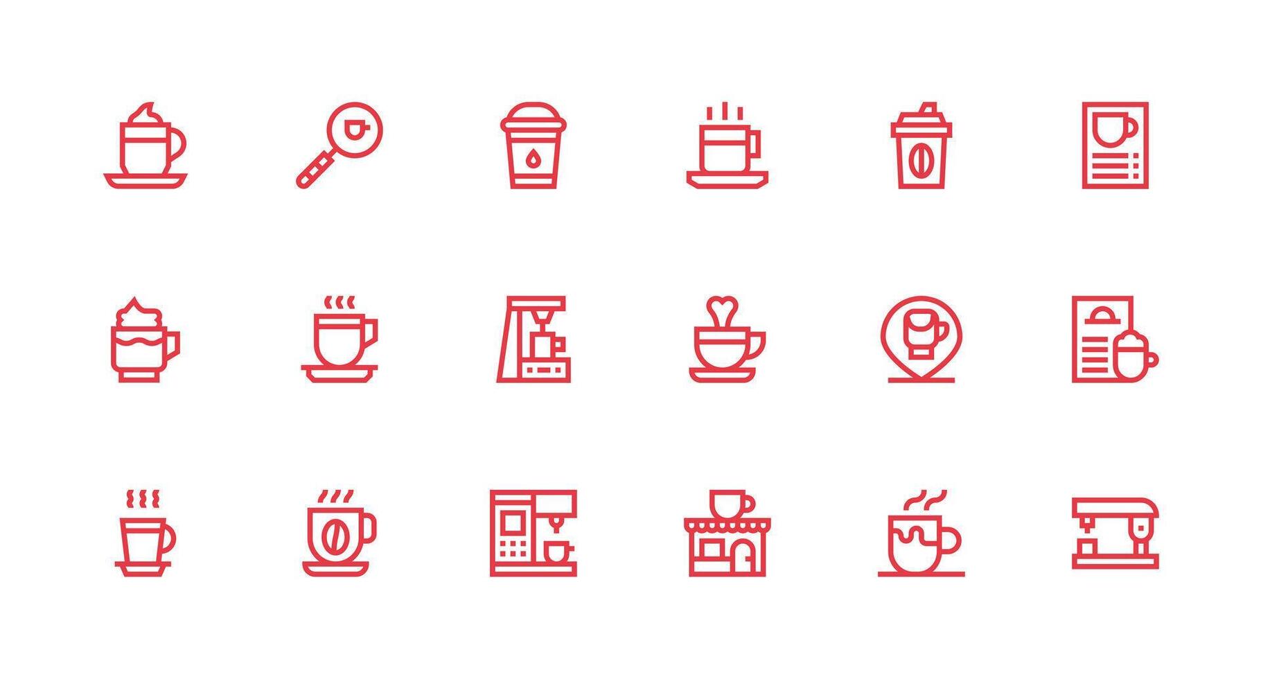 18 Strong Stroke Line Icons for Cappuccino Graphics User Interface Icons for Digital Products vector