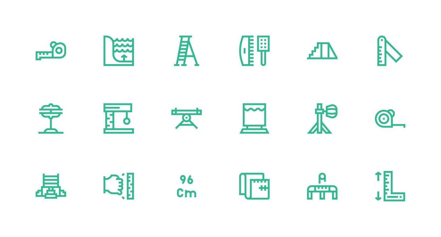 18 Icons for Height in Strong Stroke Line Format User Interface Icons for Digital Products vector