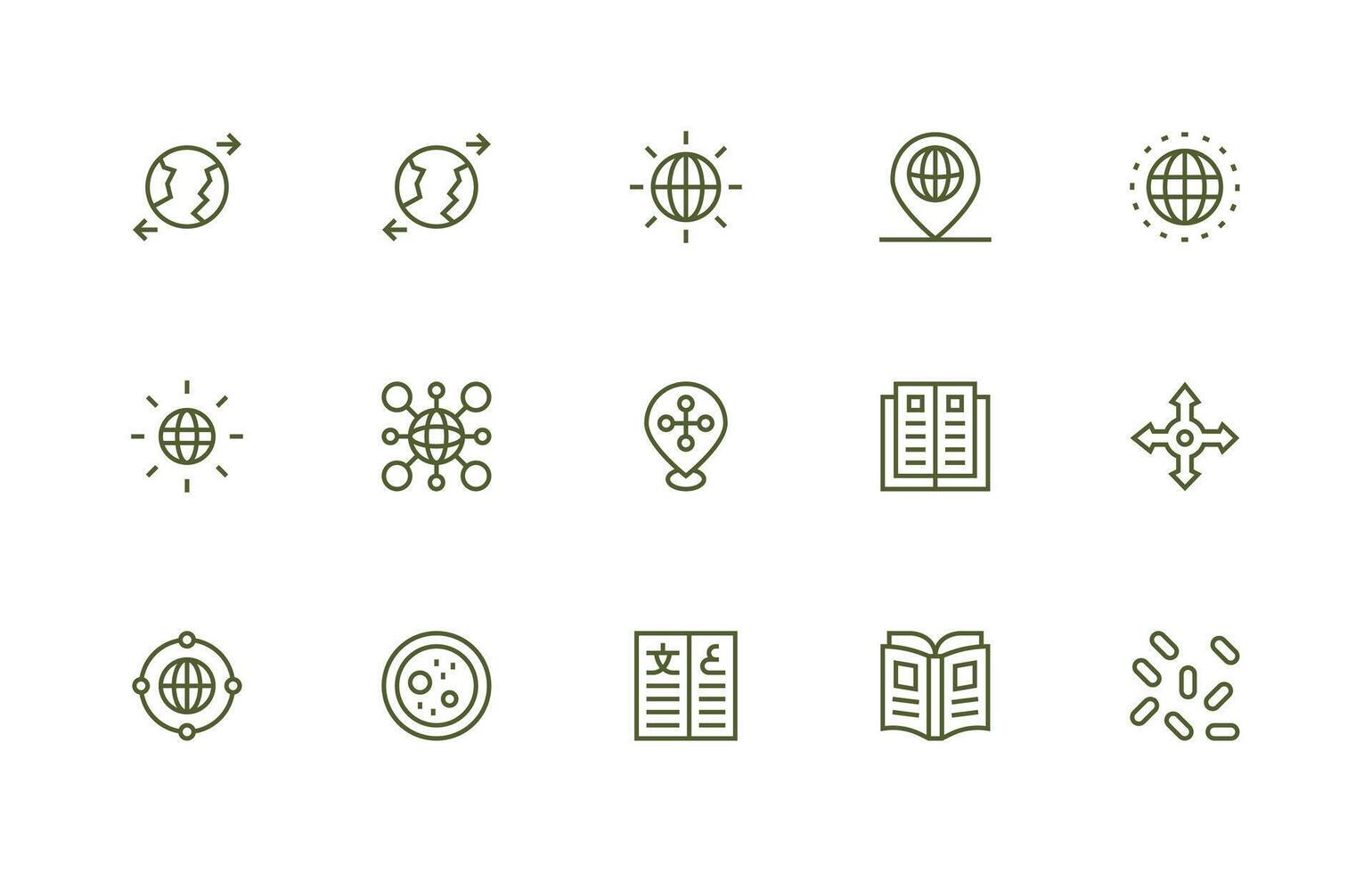 Spread Icon Set with 15 Regular Line Graphics Light Icon Series vector