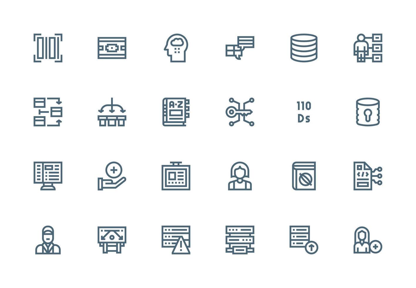 Thick Line Line Icons from Database Set with 24 Vectors Compact Icon Set