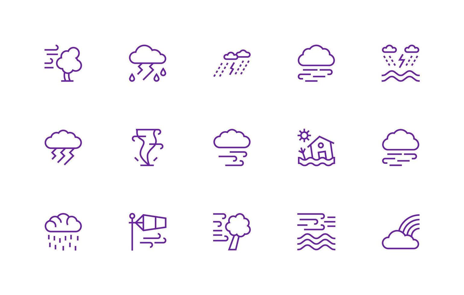 Regular Line Icons from Hurricane Set with 15 Vectors Clean Icon Collection for Web Use