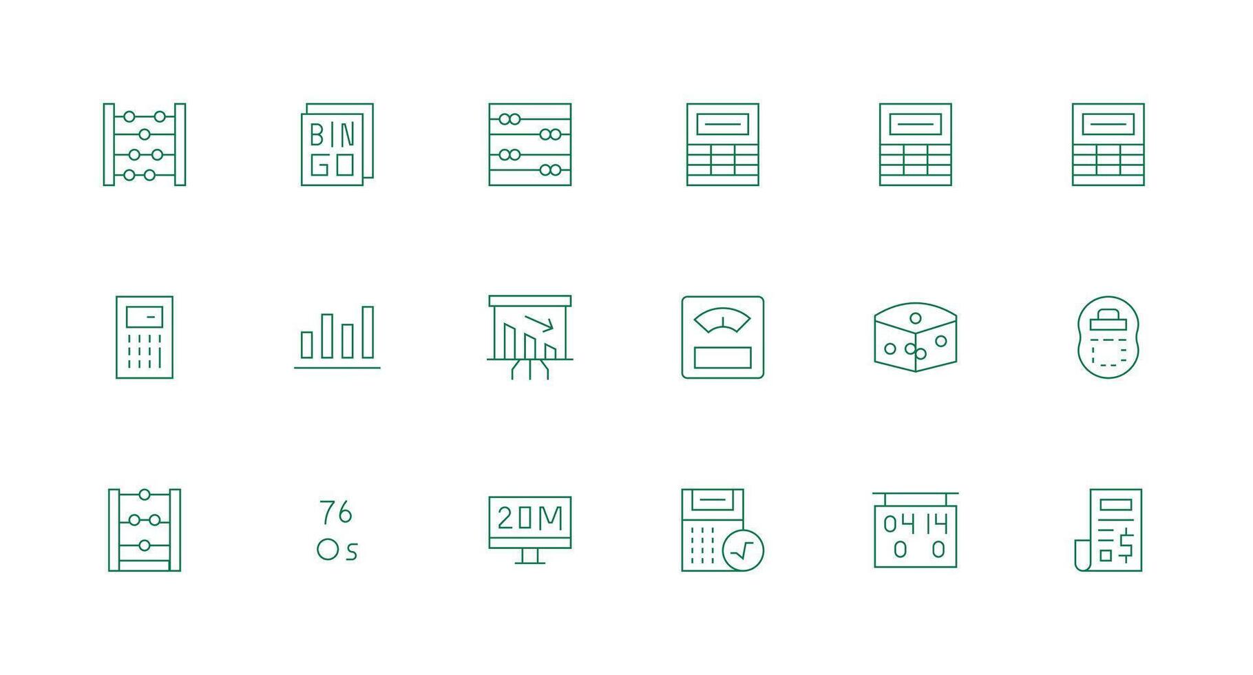 Numbers Design Icons featuring 18 in Minimal Line Style UI and UX Focused Icon Collection vector