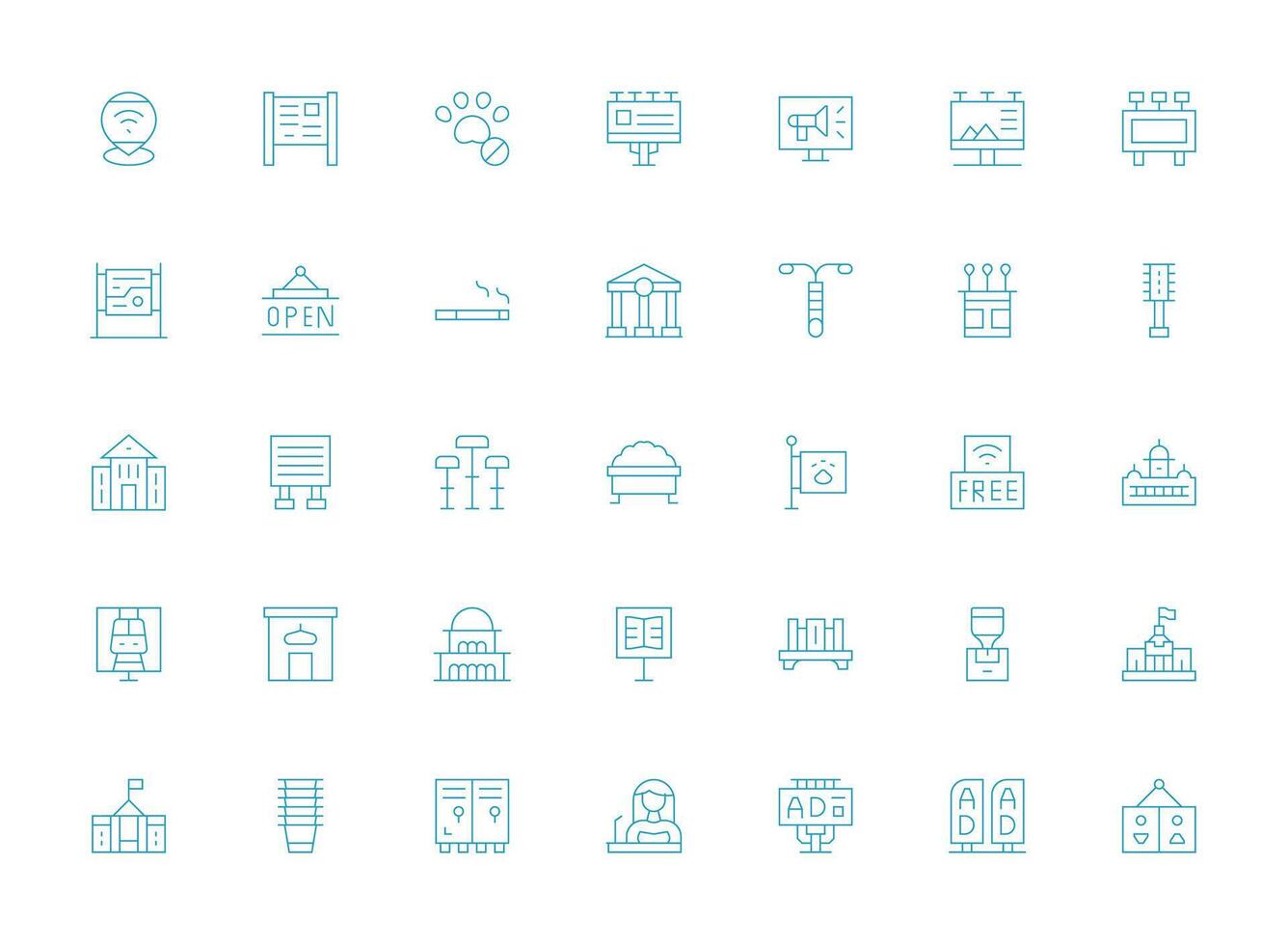 Light Line Icons from Public Set with 35 Vectors Full Icon Library for UI Designers