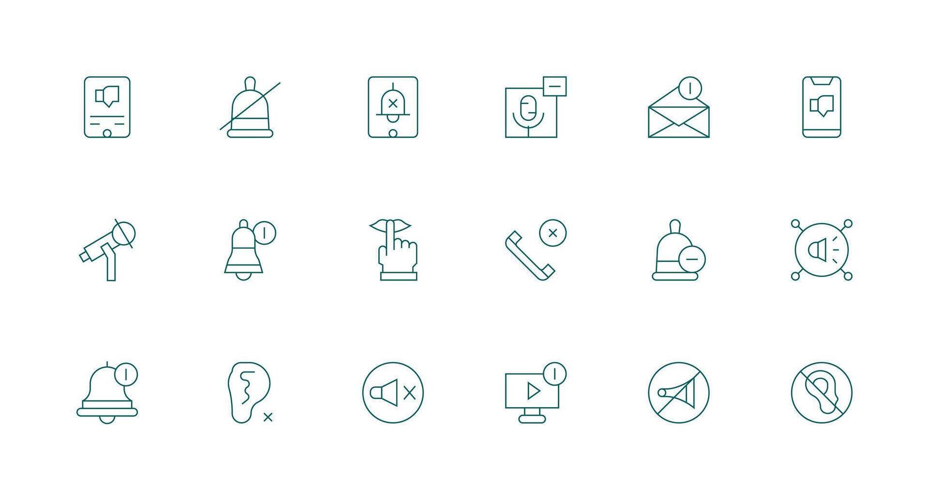 Mute Icon Set with 18 Minimal Line Graphics Balanced Icon Set for Functional Design vector