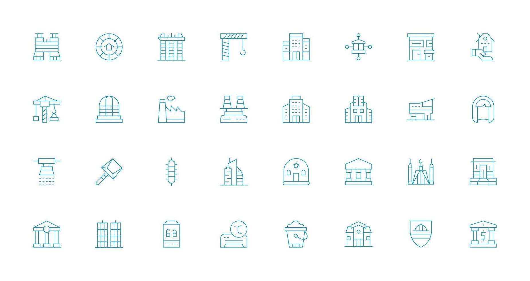 Thin Line Icons from Building Set with 32 Vectors Clean Set for Layout Prototypes