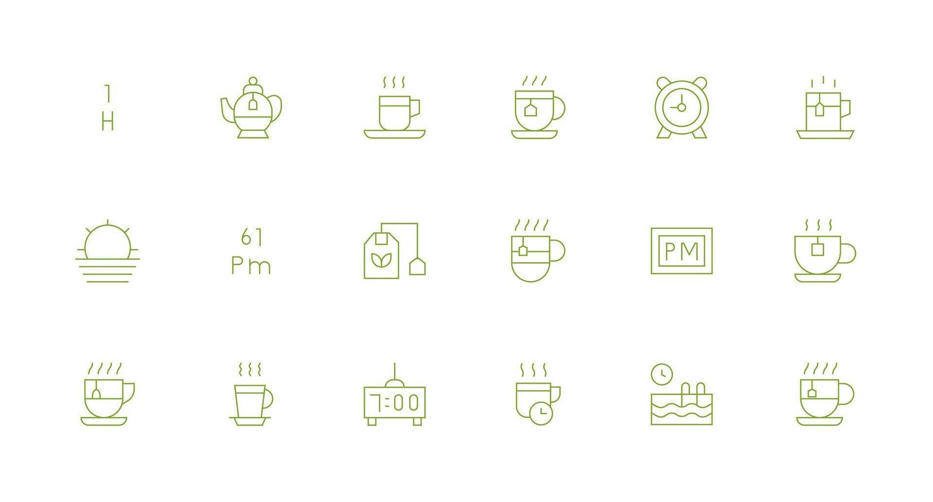Afternoon Design Icons featuring 18 in Minimal Line Style Lightweight Icon Series for Fast Prototypes vector