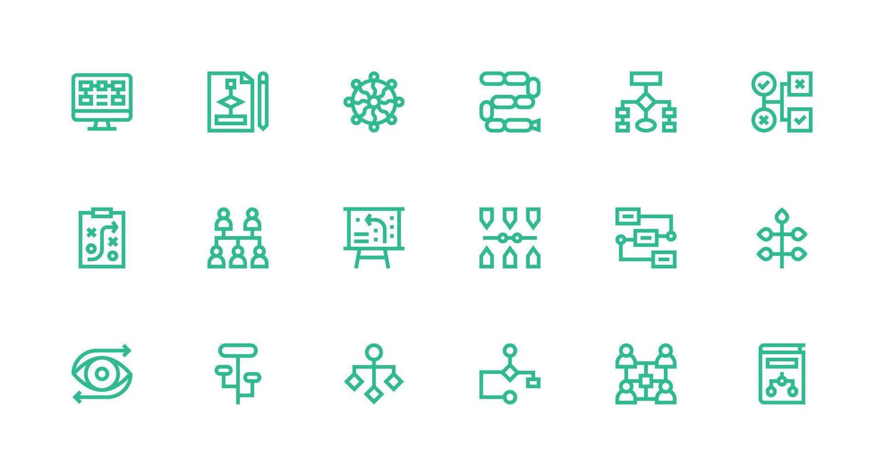 18 Icons for Flowchart in Strong Stroke Line Format Scalable Icons for All Themes vector