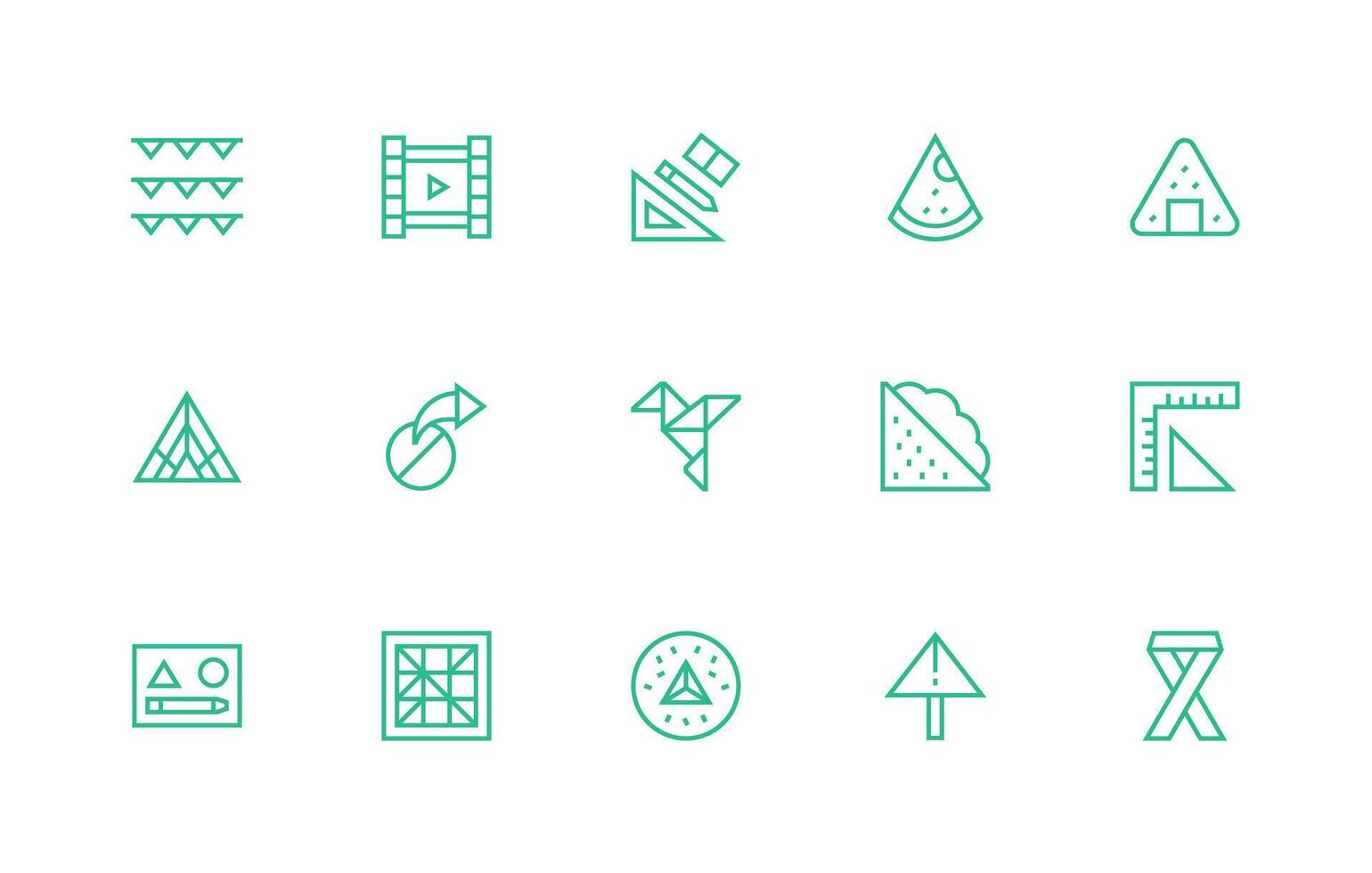 15 Regular Line Icons for Triangle Graphics Icon Pack for Various Themes vector