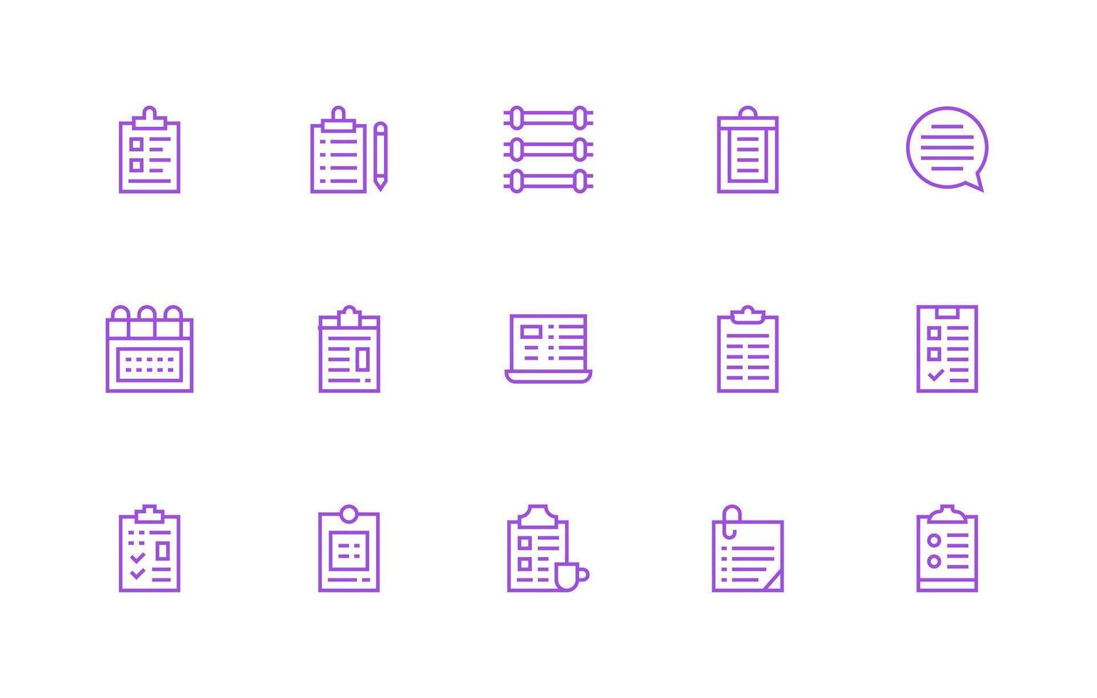 Regular Line Style Tasks Icons with 15 Vectors Icon Set for Web
