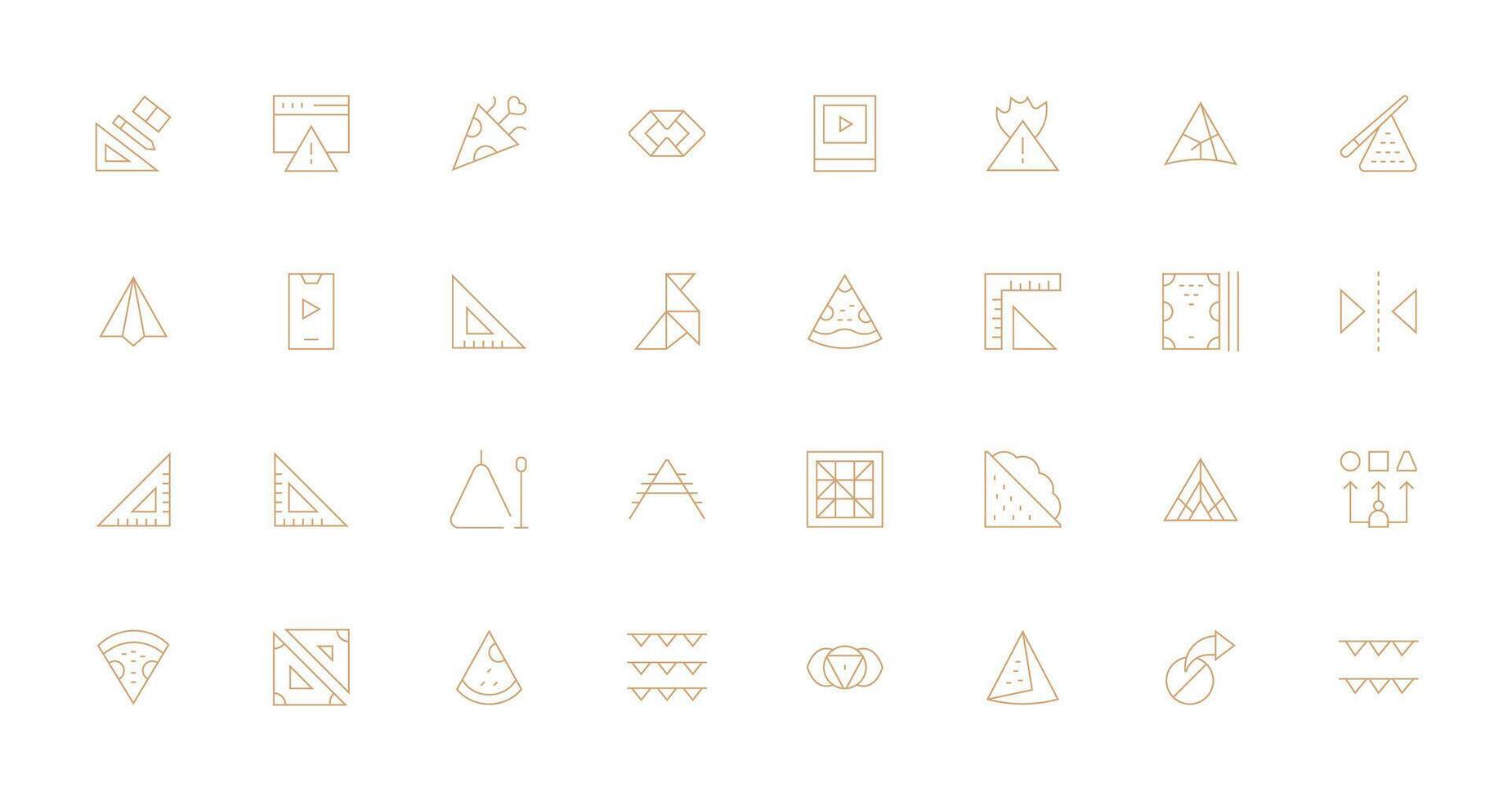 Thin Line Style Triangle Icons with 32 Vectors Simplified Icon Pack for Visual Tools