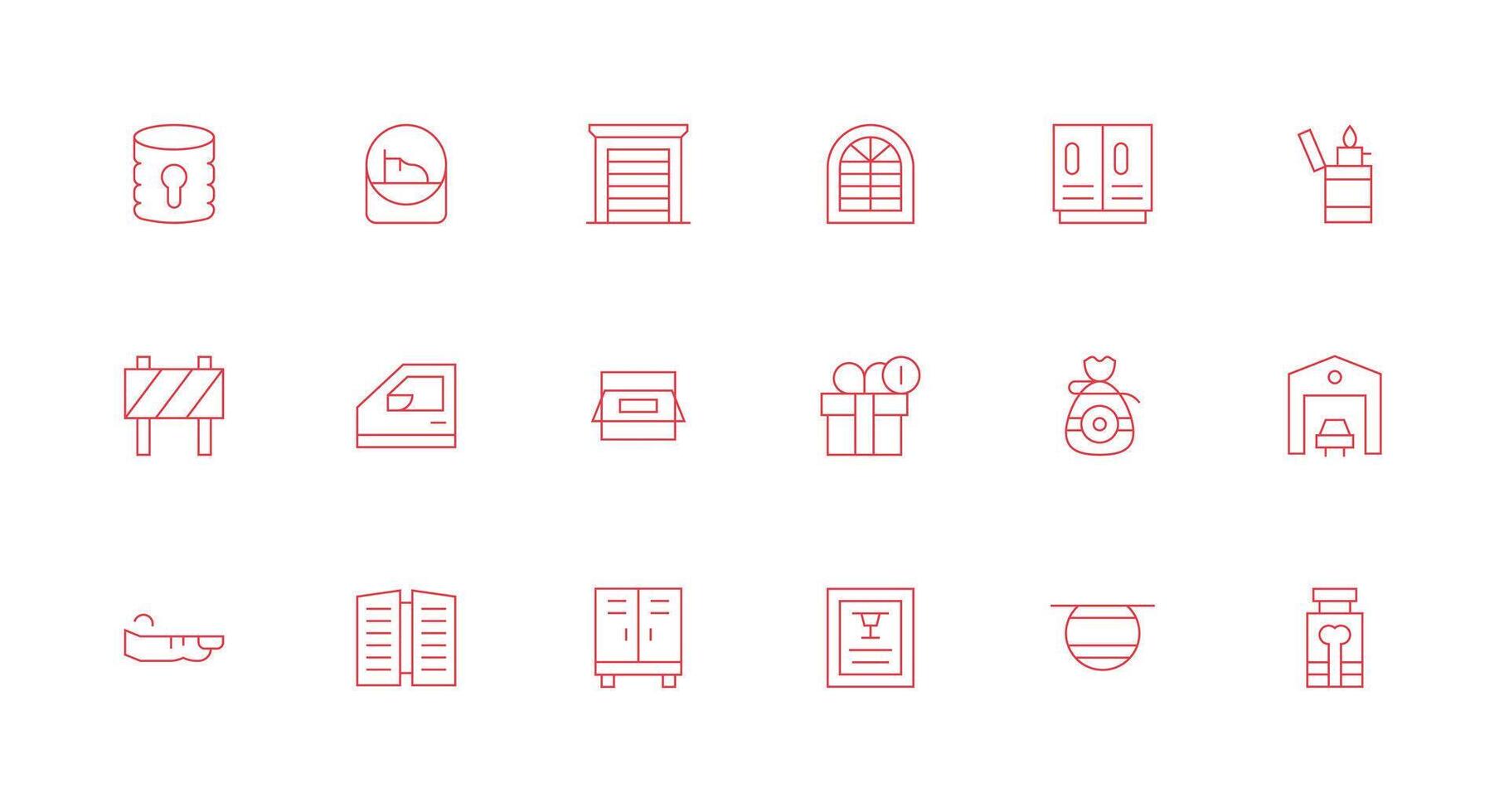 Closed including 18 Minimal Line Illustrations Fully Editable Icon Set for Web vector