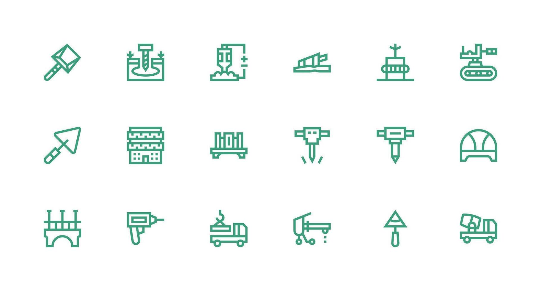 18 Icons for Concrete in Strong Stroke Line Format Clean Set for Layout Prototypes vector