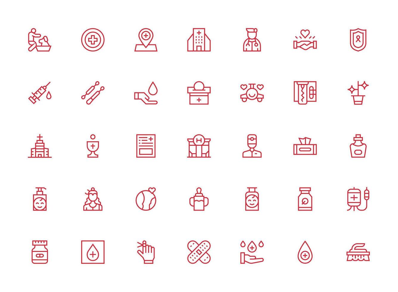 Regular Clean Line Style Care Icons with 35 Vectors Clean Icon Collection for Web Use