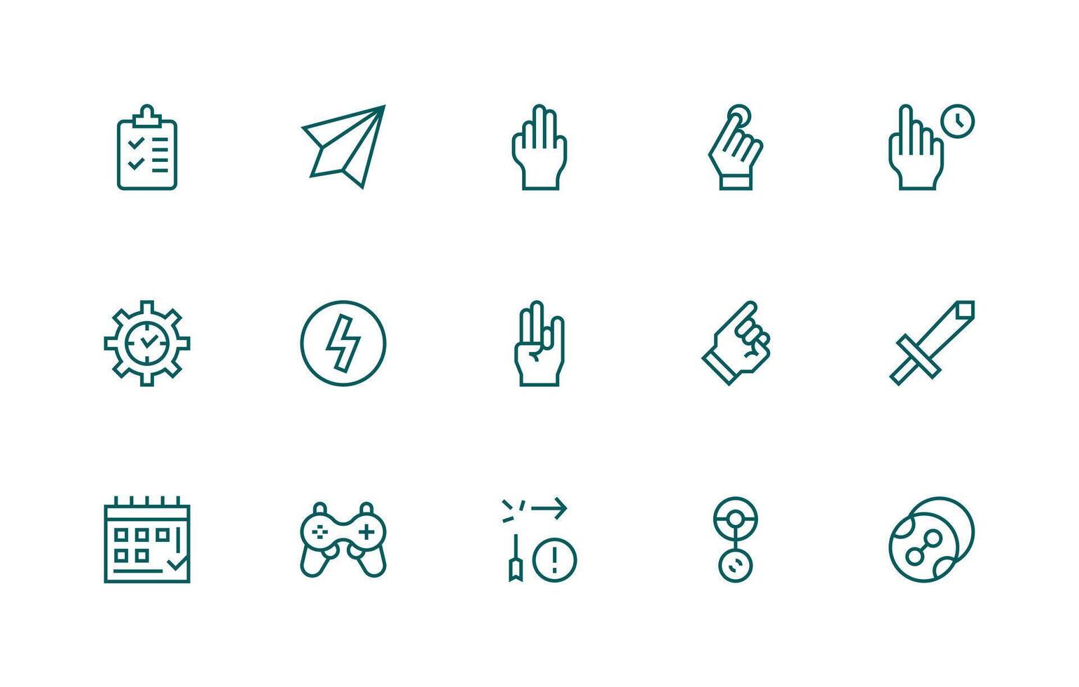 Action Icon Set with 15 Regular Line Graphics Icon Collection Set vector