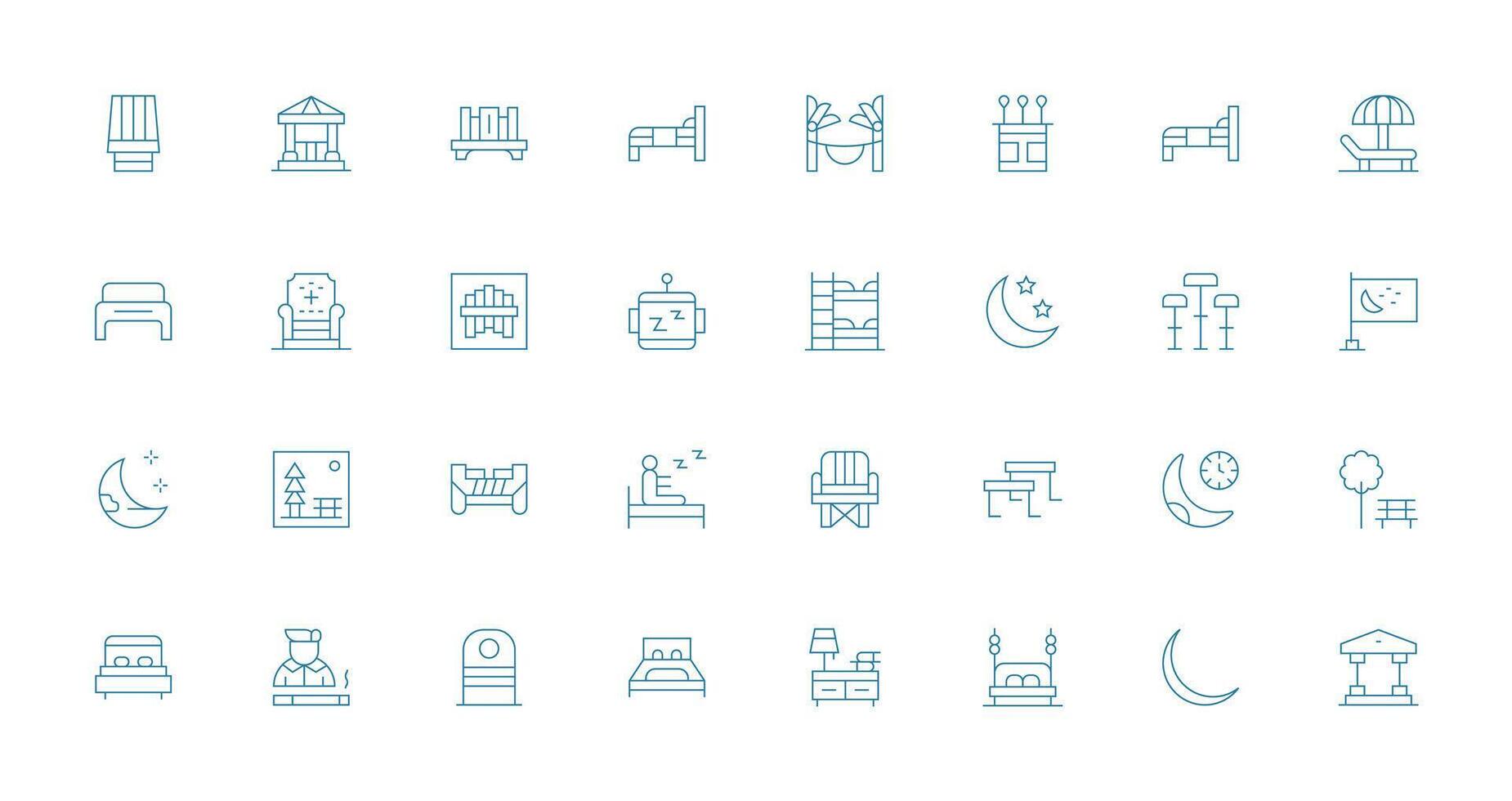 32 Icons for Rest in Thin Line Format Versatile Icon Collection for Designers vector
