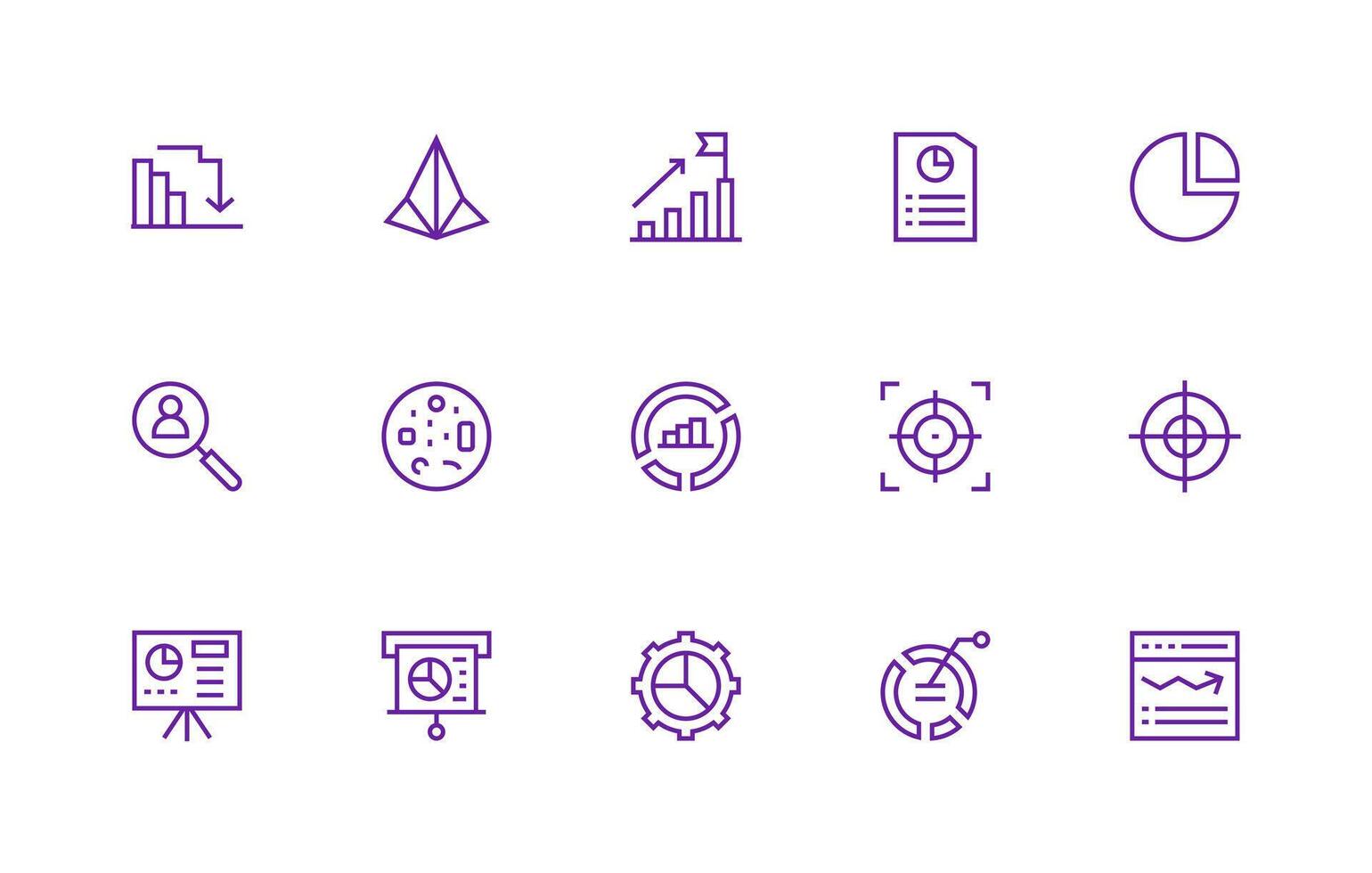 15 regular línea estilo íconos desde datos visualización colección simplificado icono paquete para visual herramientas vector