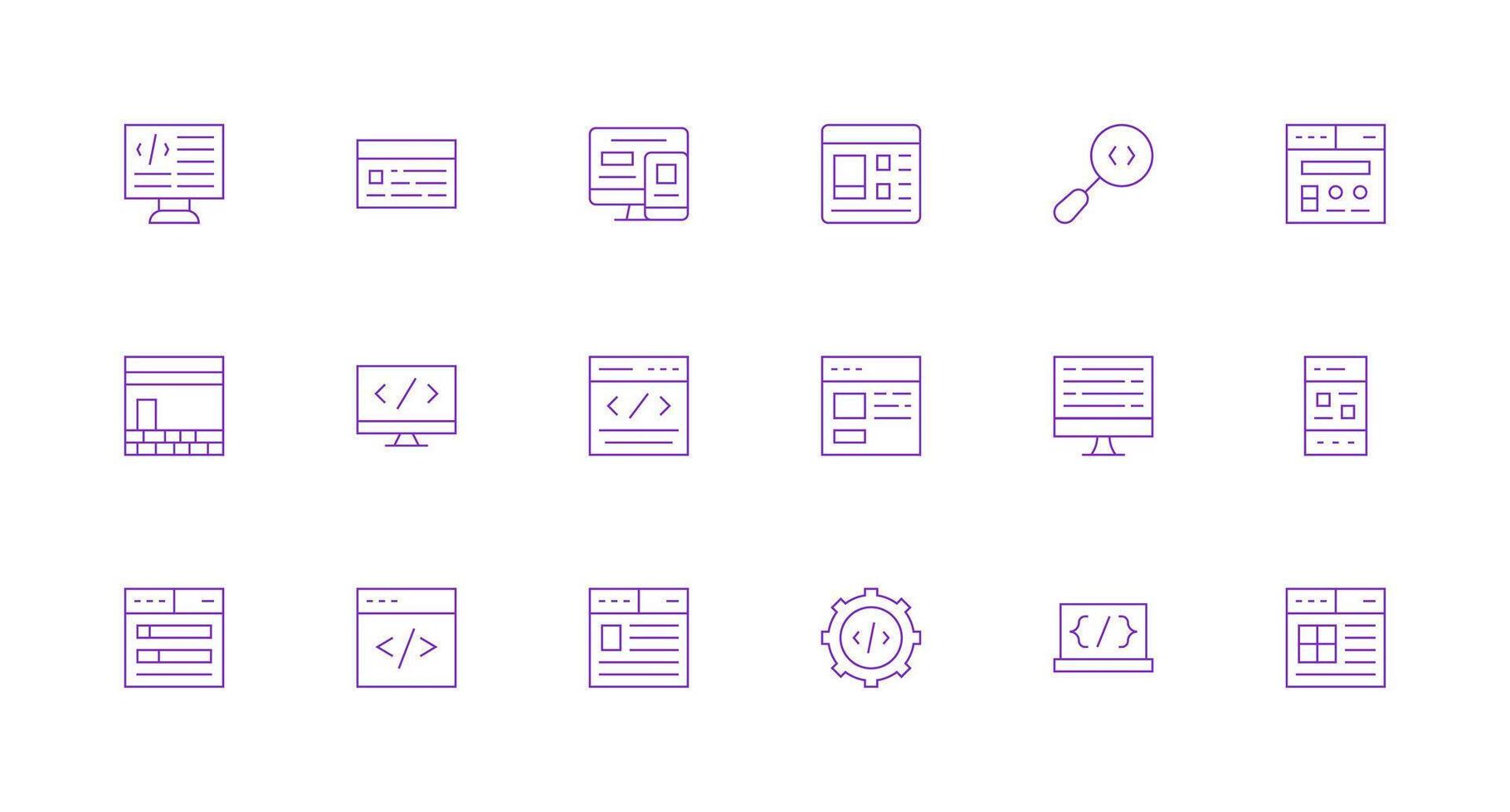 18 Minimal Line Vectors for Html Theme UI Icon Set