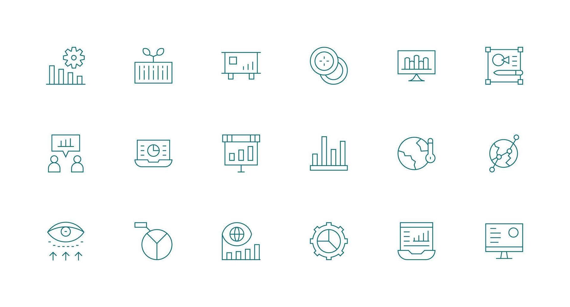 18 Icons for Statistics in Minimal Line Format Modern Line and Glyph Icon Series vector