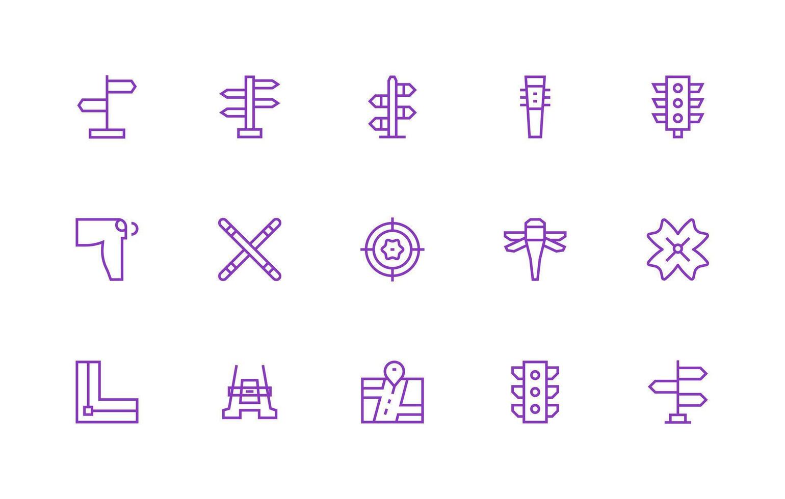 Intersection Icon Set with 15 Regular Line Graphics Modern Icon Set vector