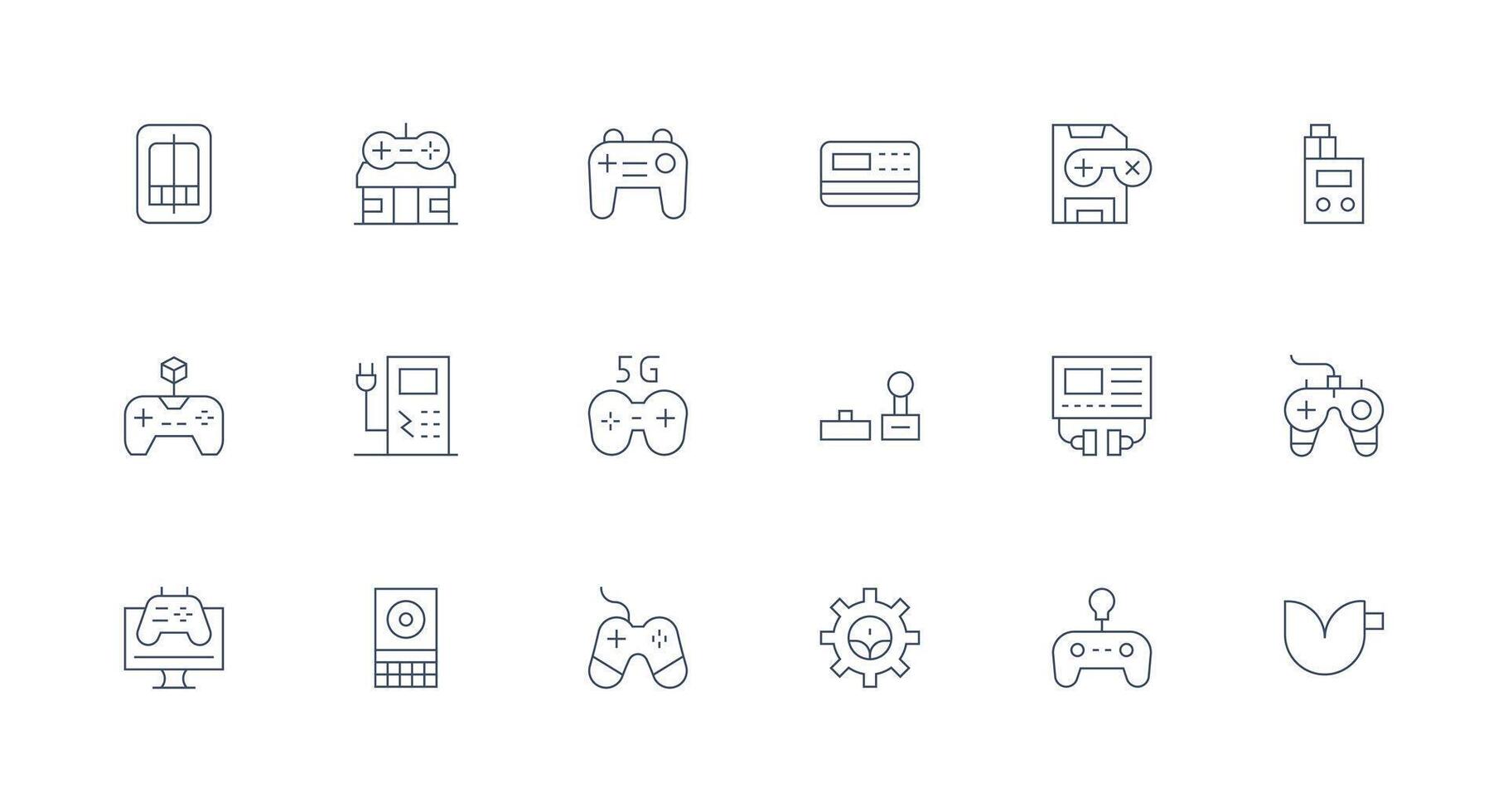 18 Minimal Line Vectors for Console Theme User Interface Icons for Digital Products