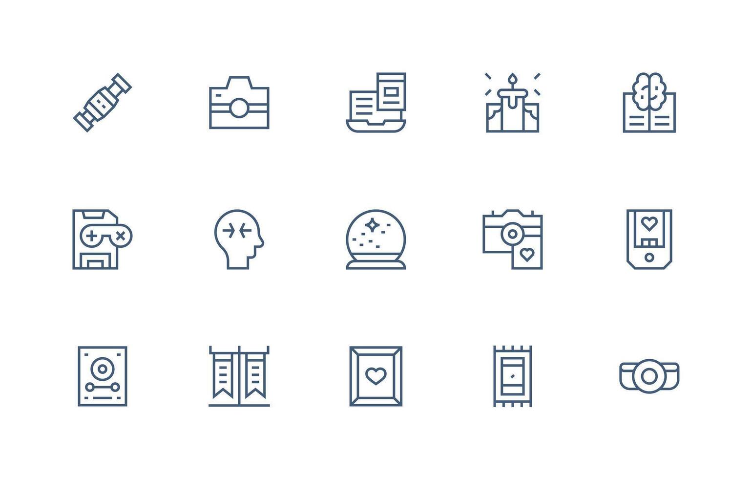Memory Design Icons featuring 15 in Regular Line Style Simplified Icon Pack for Visual Tools vector