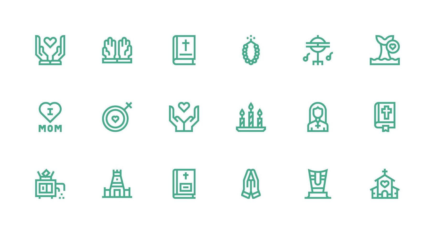 Strong Stroke Line Icons from Devotion Set with 18 Vectors Interface Icon Collection